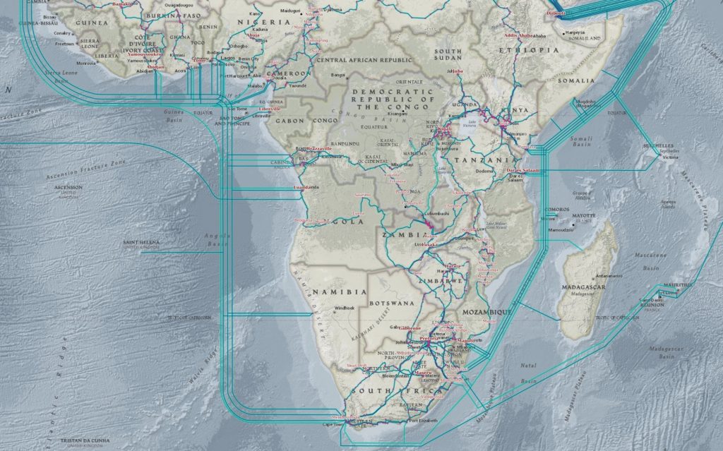Terrestrial Fibre 5 Africa map